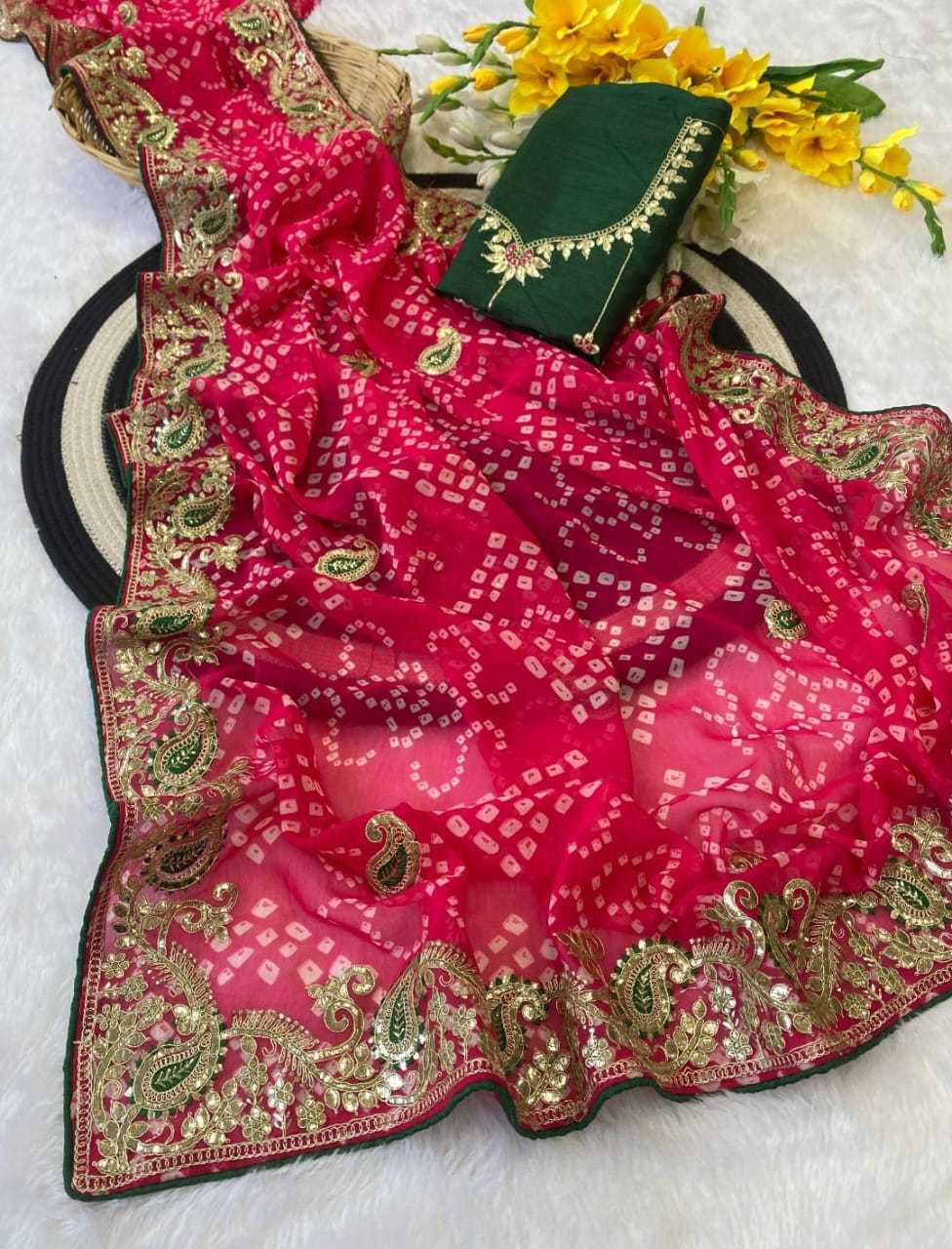 Premium Georgette Gota Patti Saree
