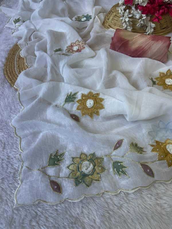 Crush Silk Hand Work Saree