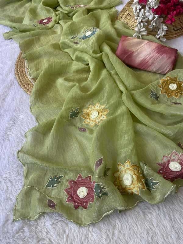 Crush Silk Hand Work Saree