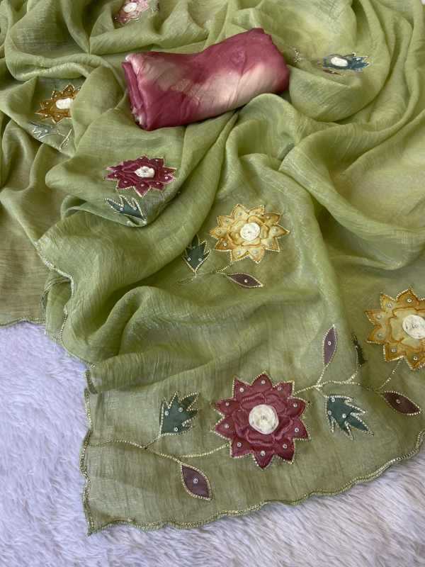 Crush Silk Hand Work Saree