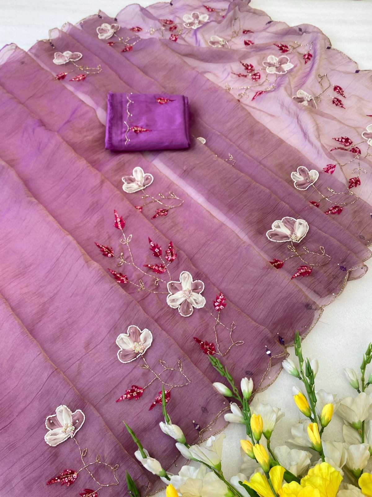 Silk Cotton Hand Work Saree