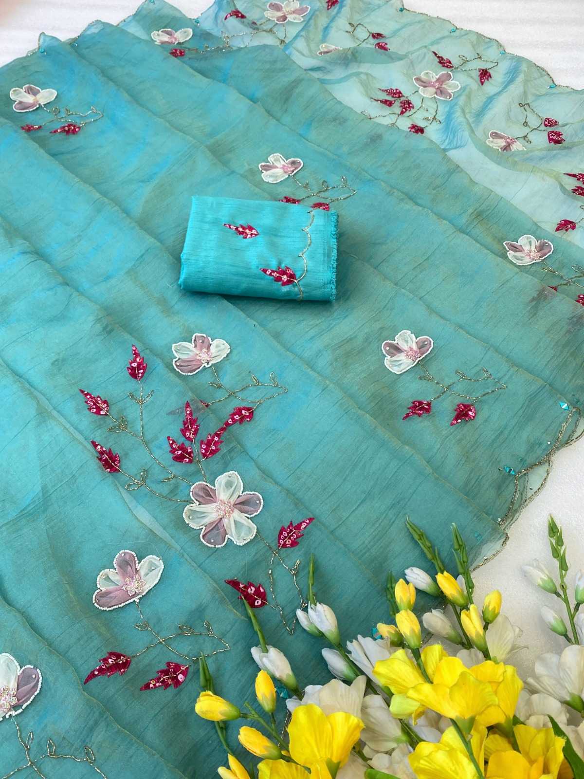 Silk Cotton Hand Work Saree