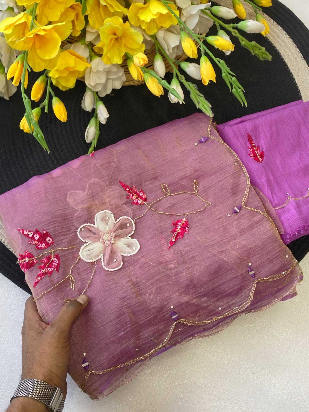 Silk Cotton Hand Work Saree