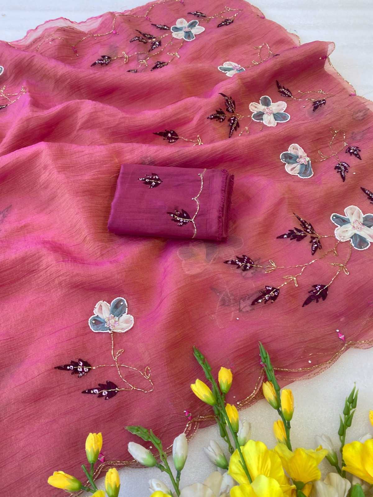 Silk Cotton Hand Work Saree
