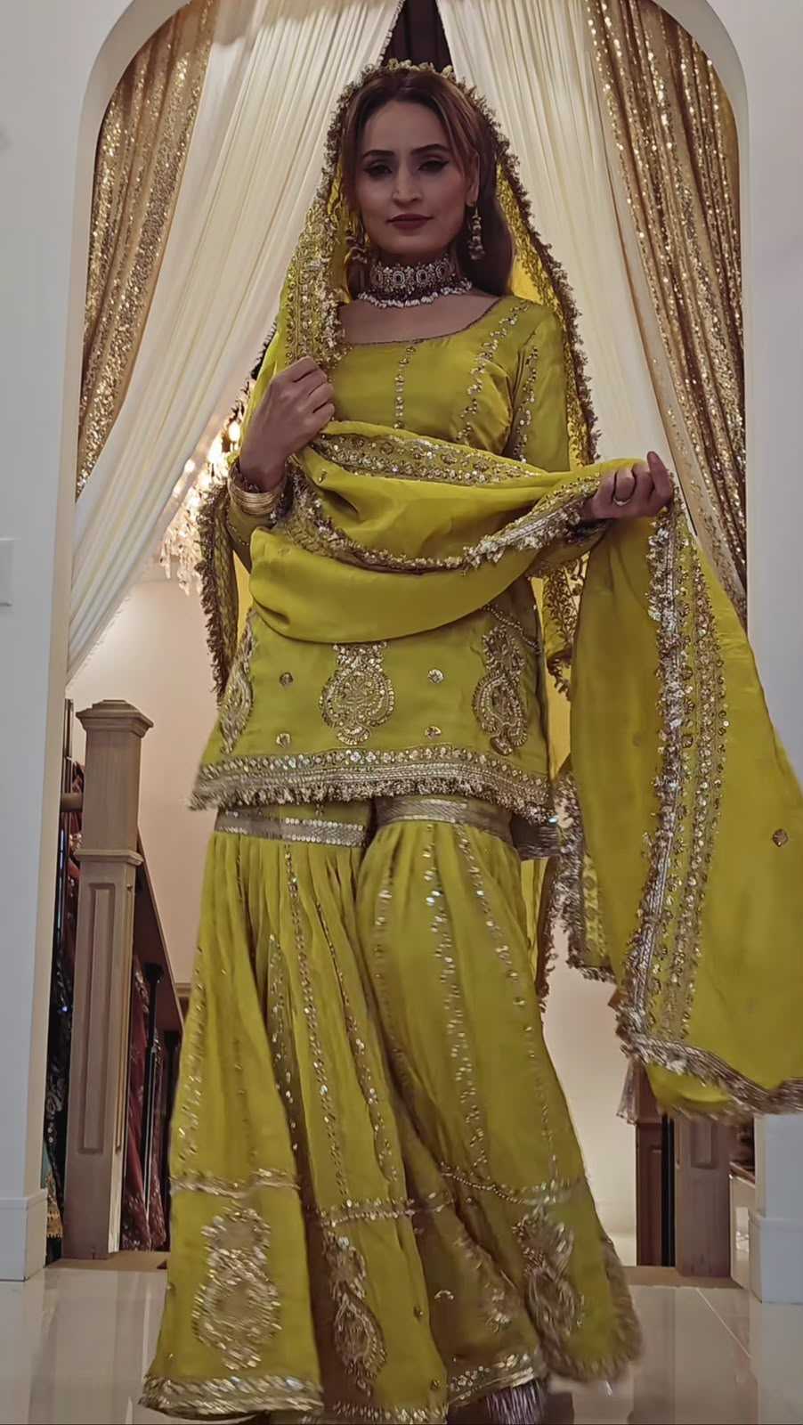 Chinon Silk Sharara Salwar Suit in Sky Blue