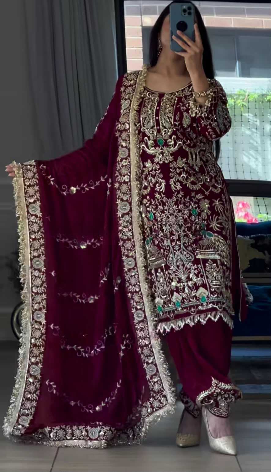 Crepe Embroidery Suit