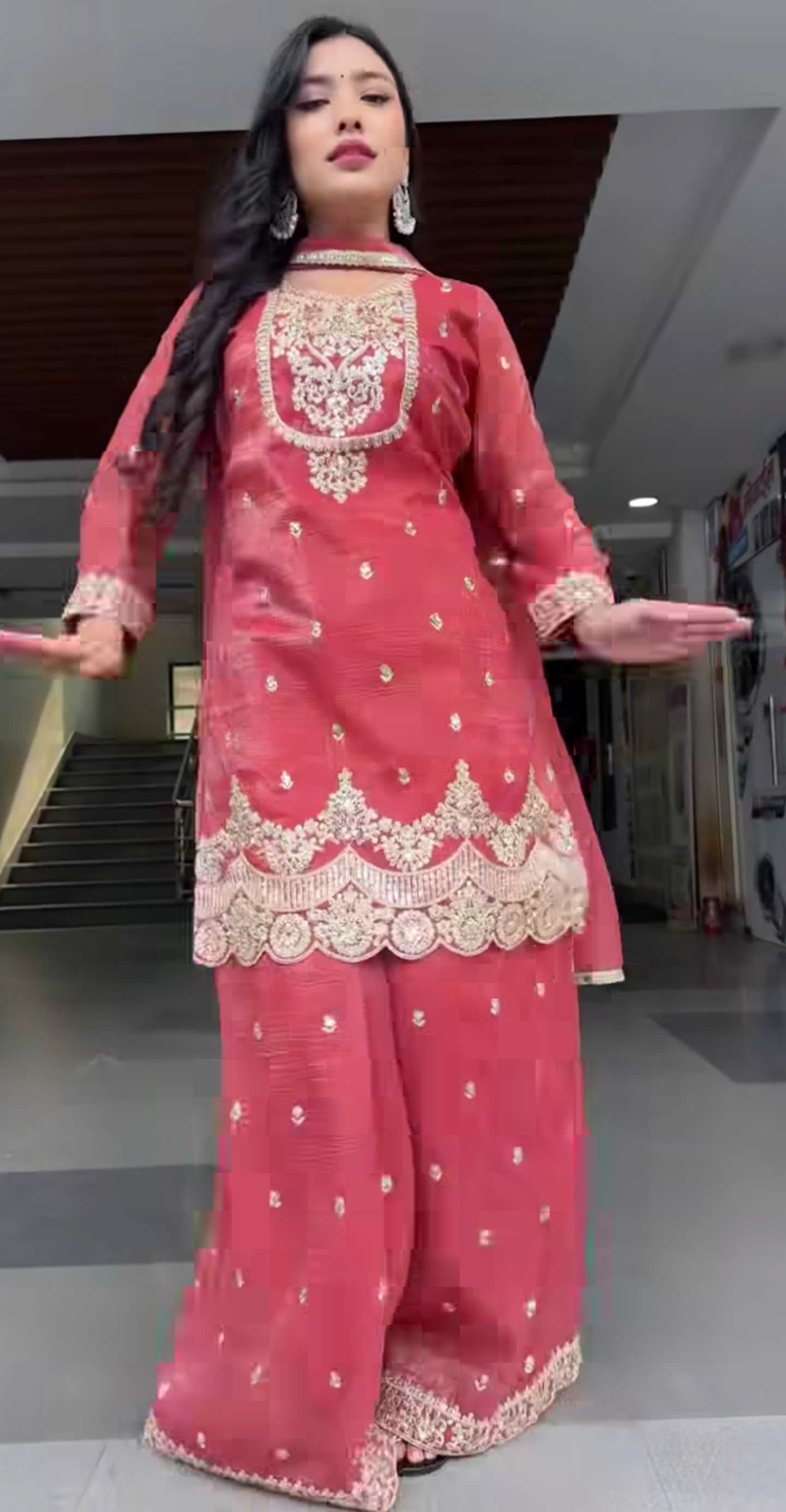 Chinon Silk Sharara Salwar Suit