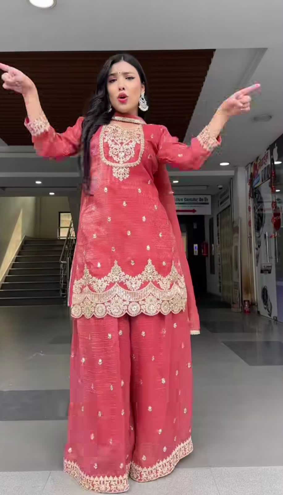 Chinon Silk Sharara Salwar Suit