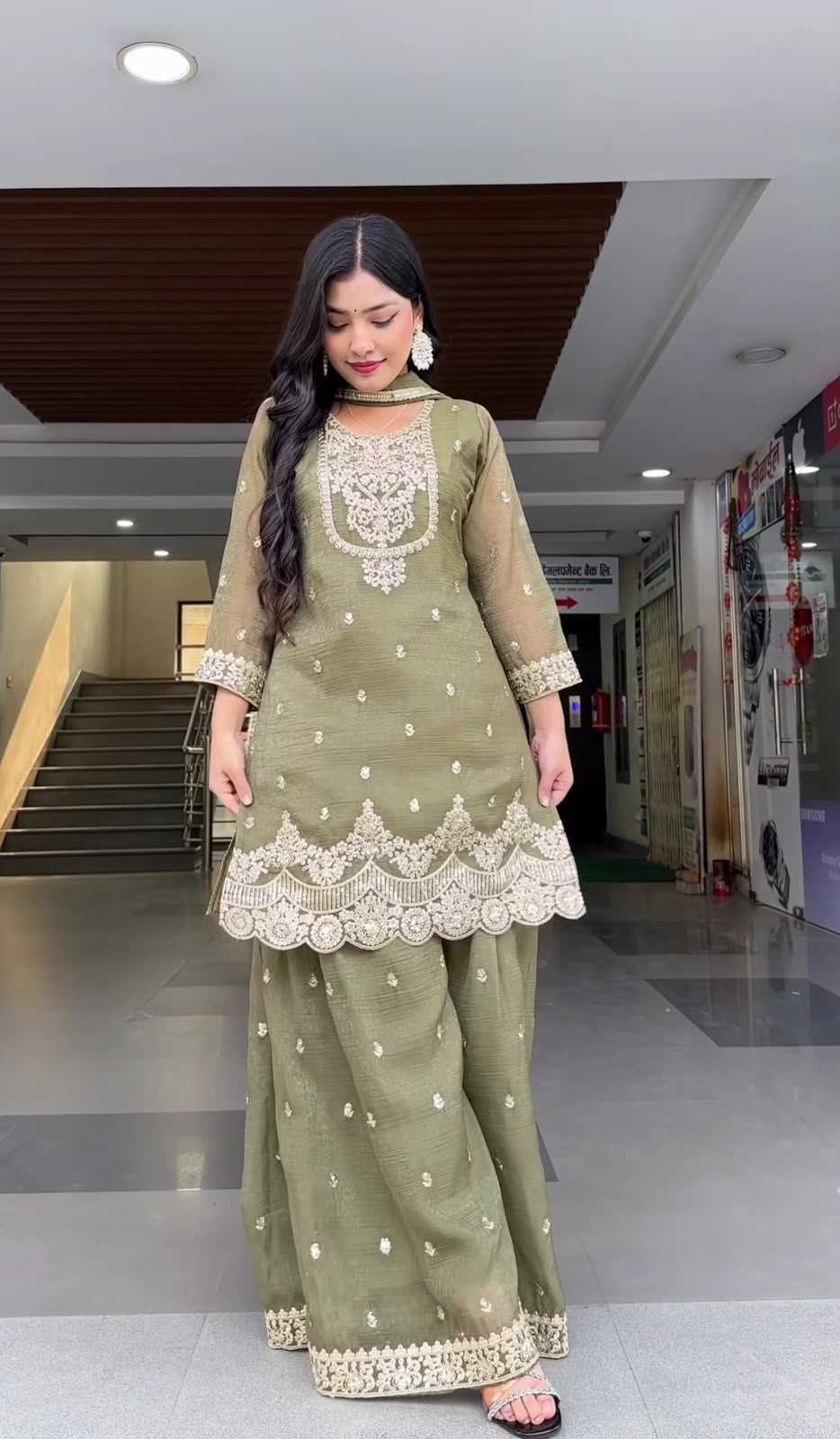 Chinon Silk Sharara Salwar Suit