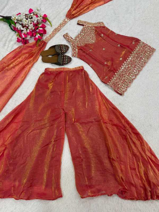 Fendy Embroidery Suit in Orange
