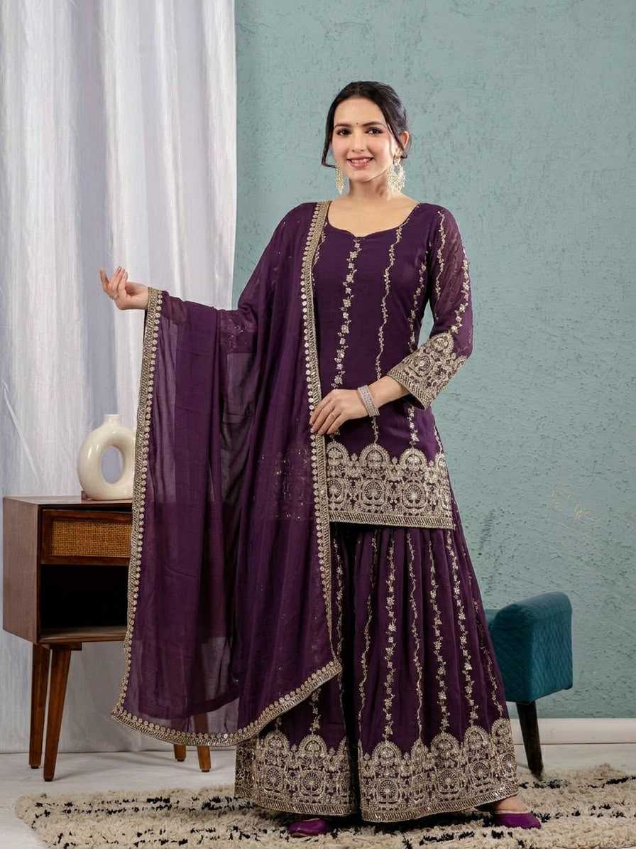 Crush Silk Sharara Salwar Suit