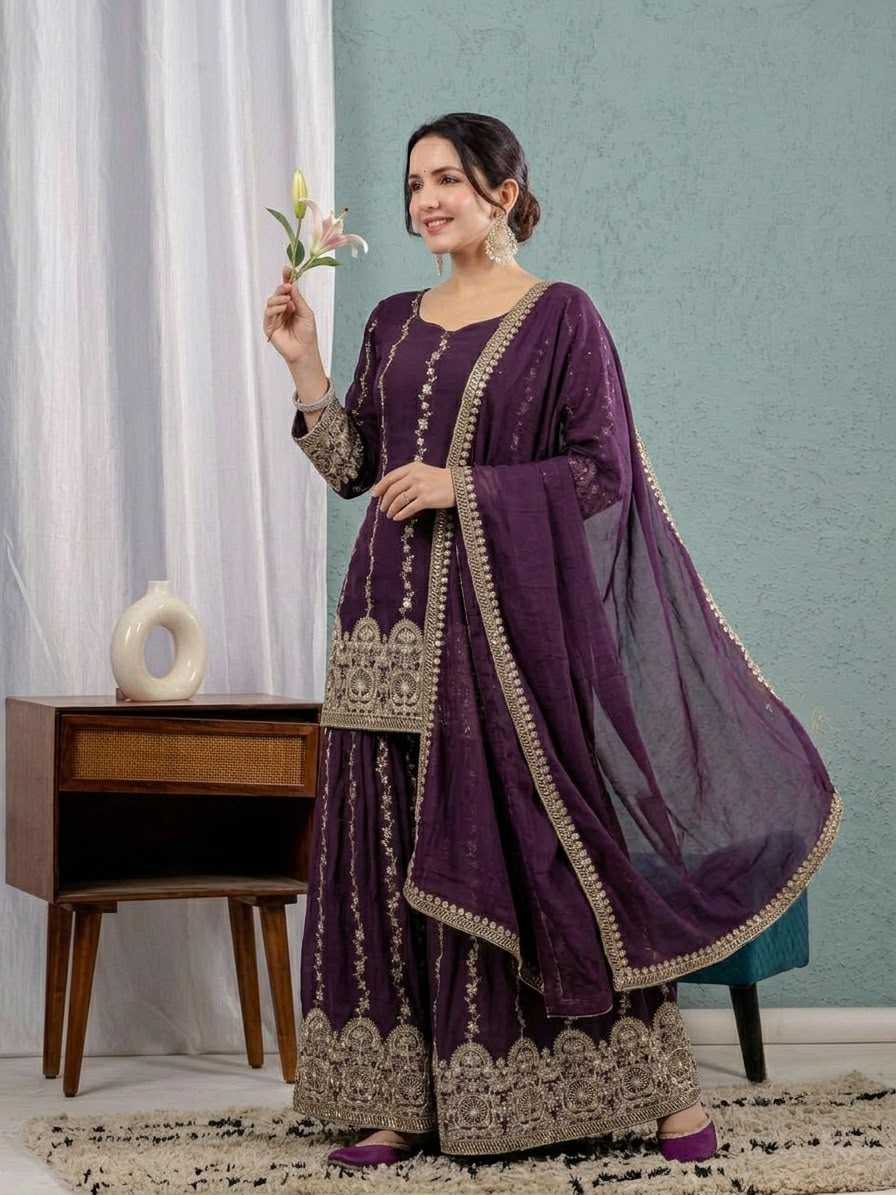 Crush Silk Sharara Salwar Suit