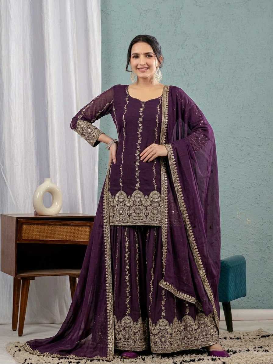 Crush Silk Sharara Salwar Suit