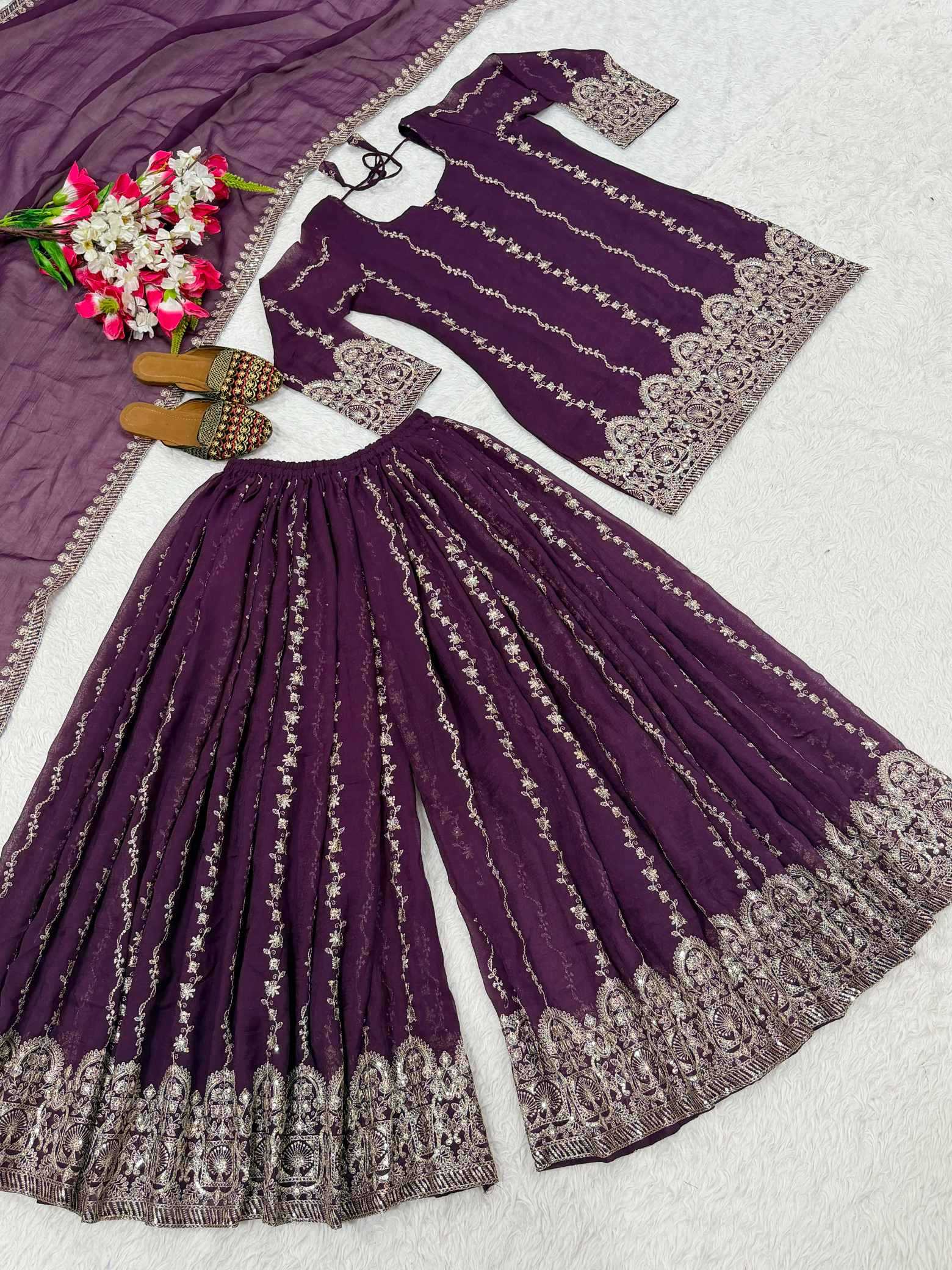 Crush Silk Sharara Salwar Suit