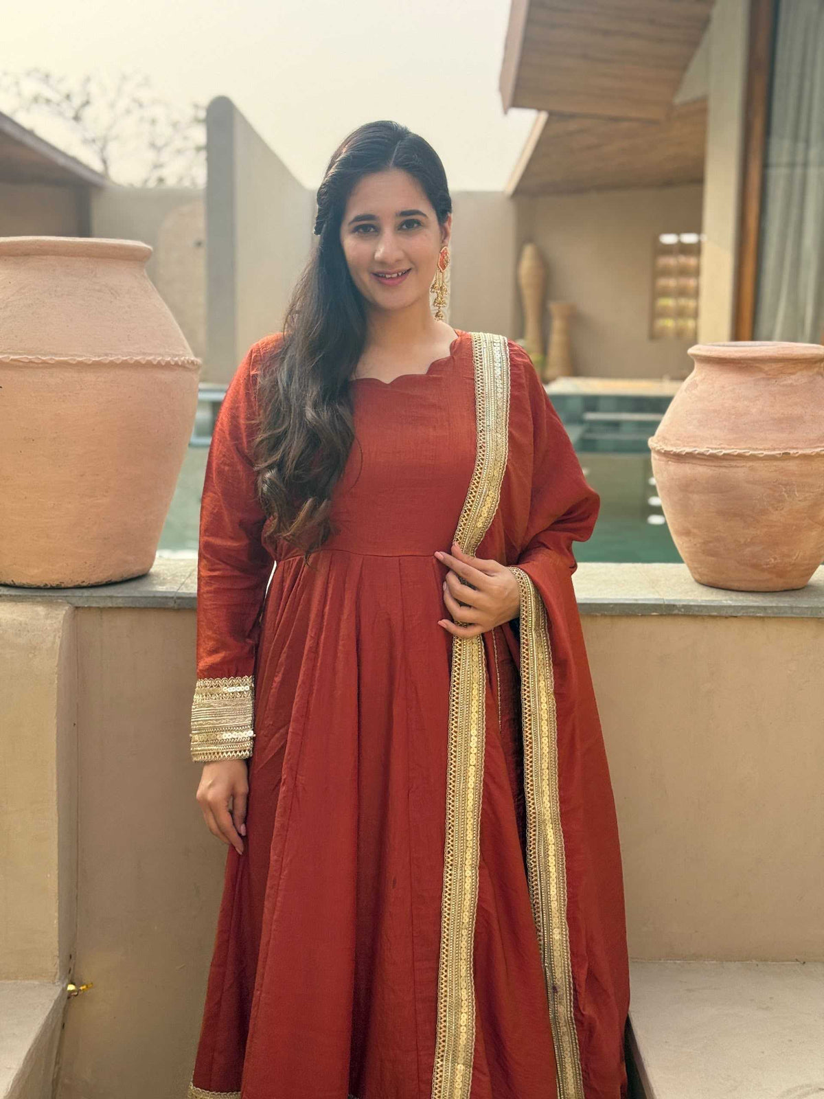 Soft Vichitra Embroidery Suit