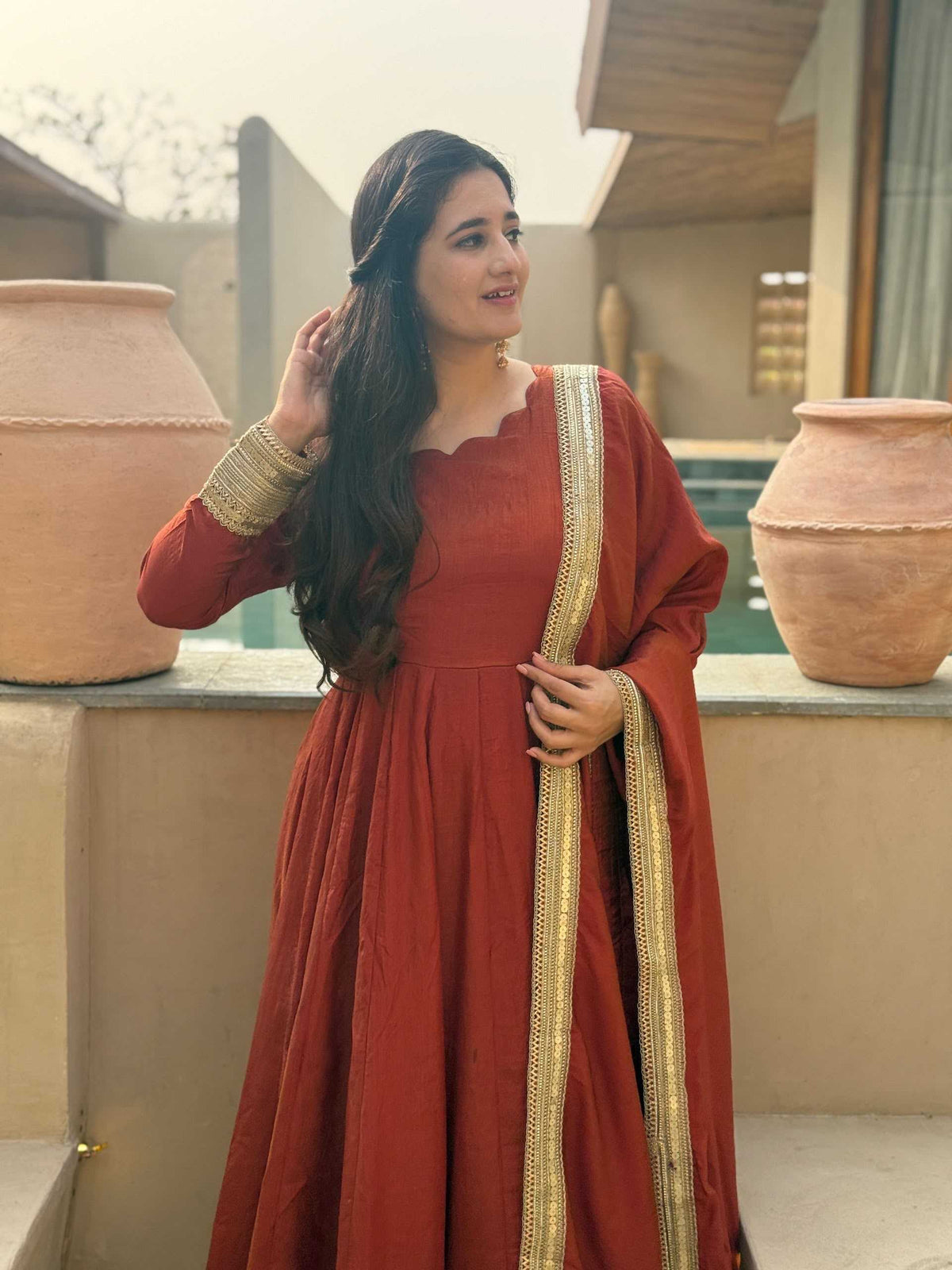 Soft Vichitra Embroidery Suit
