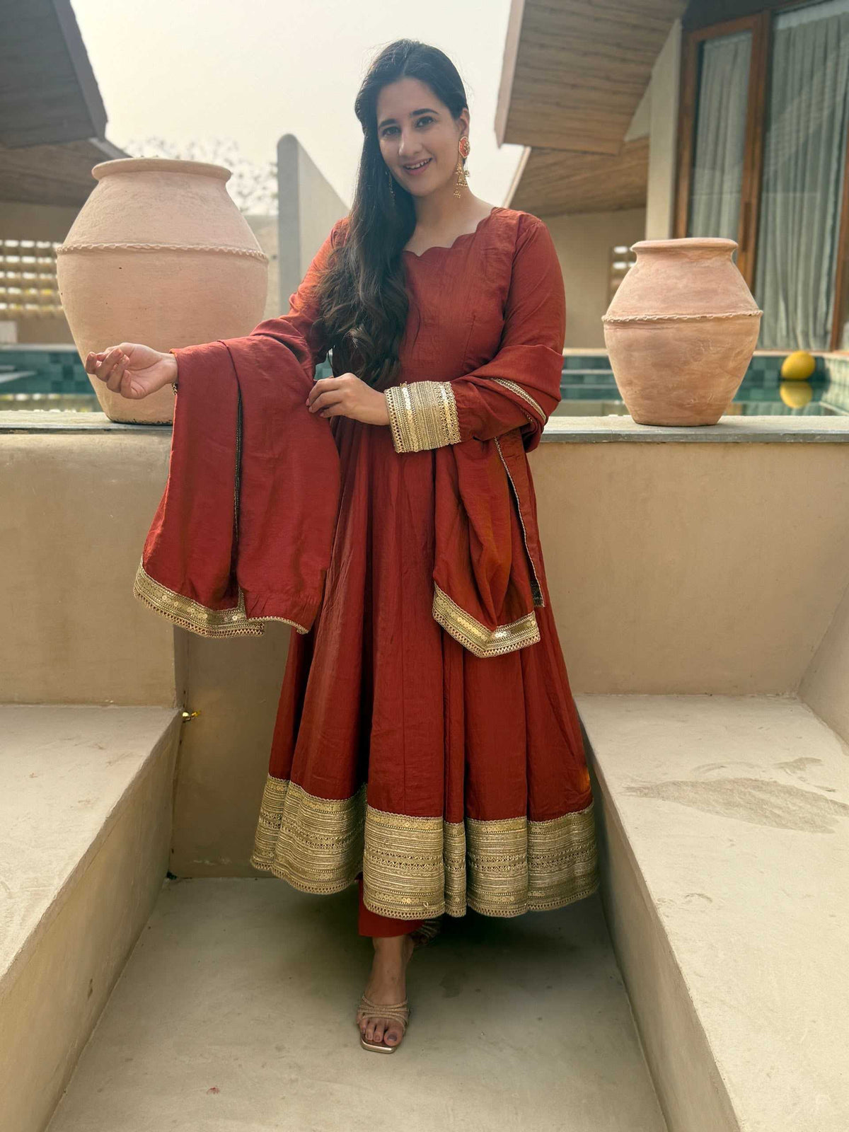 Soft Vichitra Embroidery Suit