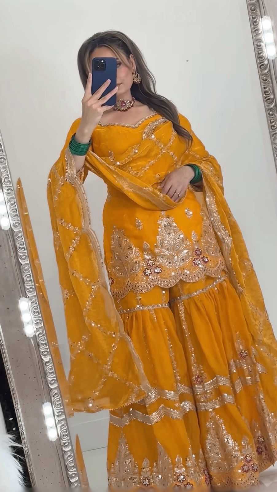 Crush Silk Sharara Salwar Suit