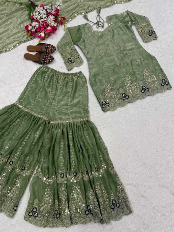 Fendy Sharara Salwar Suit in Green