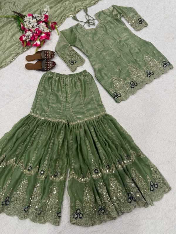 Fendy Sharara Salwar Suit in Green