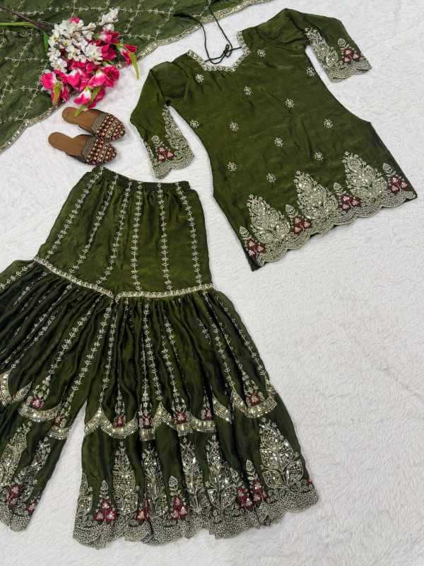 Fendy Sharara Salwar Suit in Green