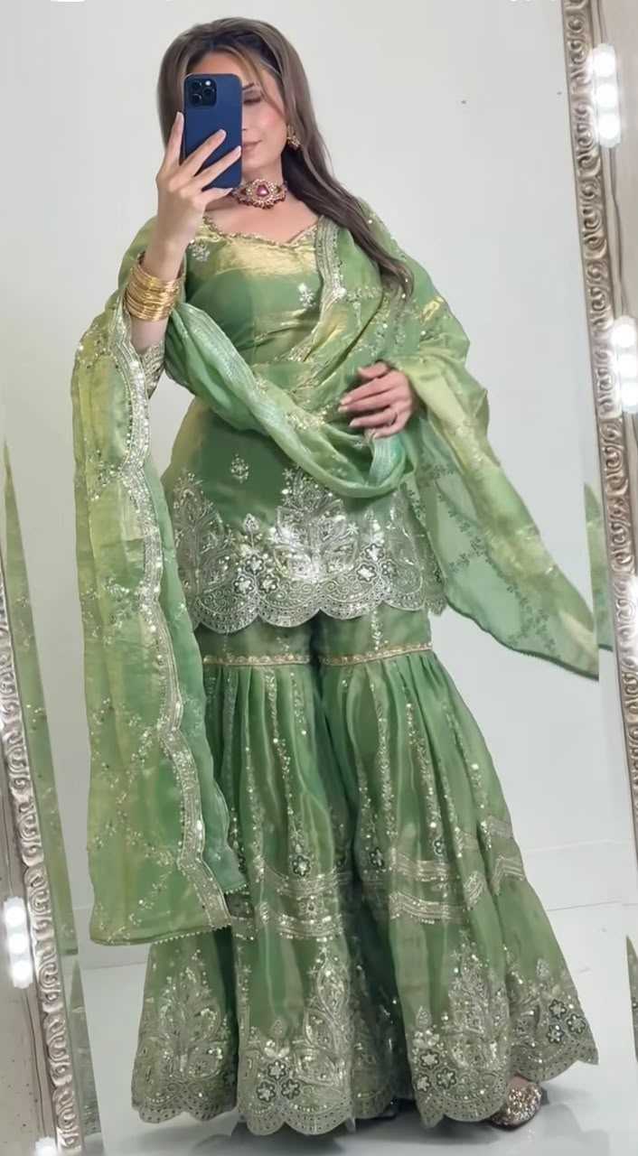 Fendy Sharara Salwar Suit in Green