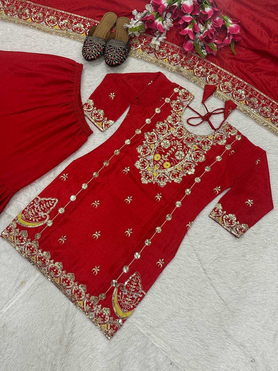 Chinon Silk Sharara Salwar Suit