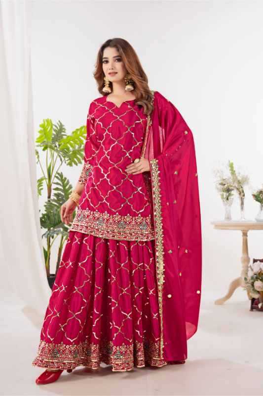 Chinon Silk Sharara Salwar Suit