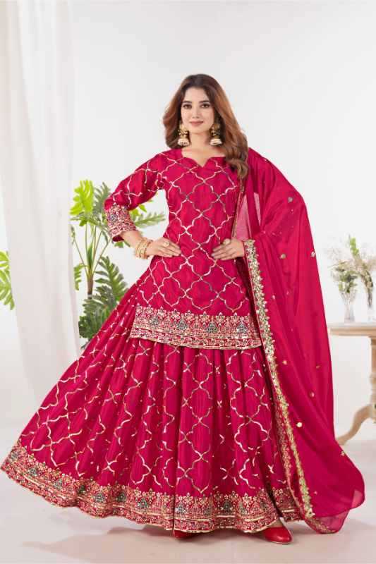 Chinon Silk Sharara Salwar Suit