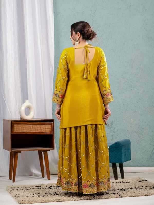 Chinon Silk Sharara Salwar Suit