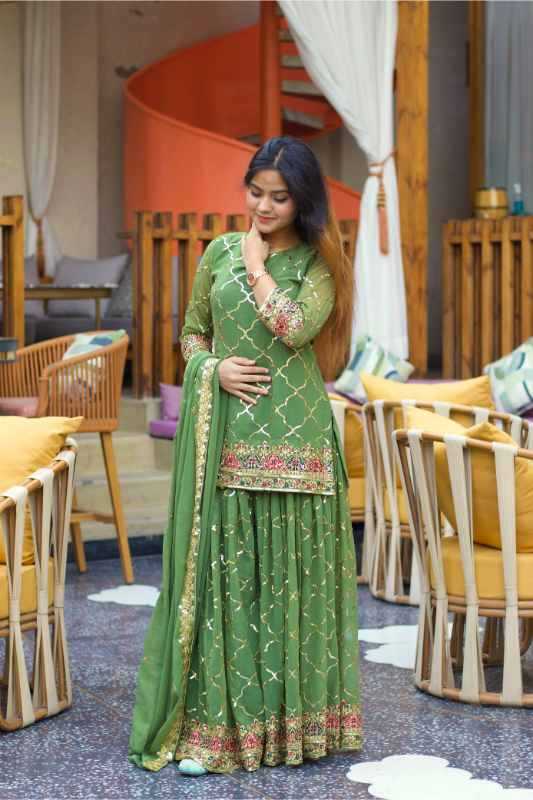 Chinon Silk Sharara Salwar Suit