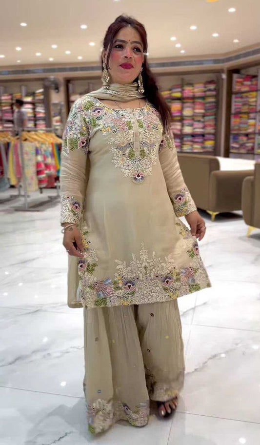Crepe Sharara Salwar Suit