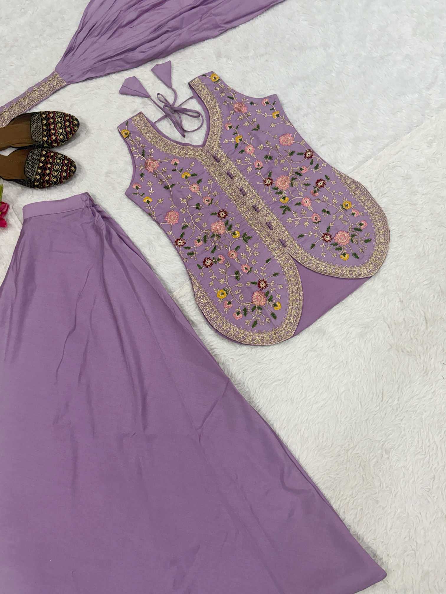 Heavy Roman Silk Sharara Salwar Suit