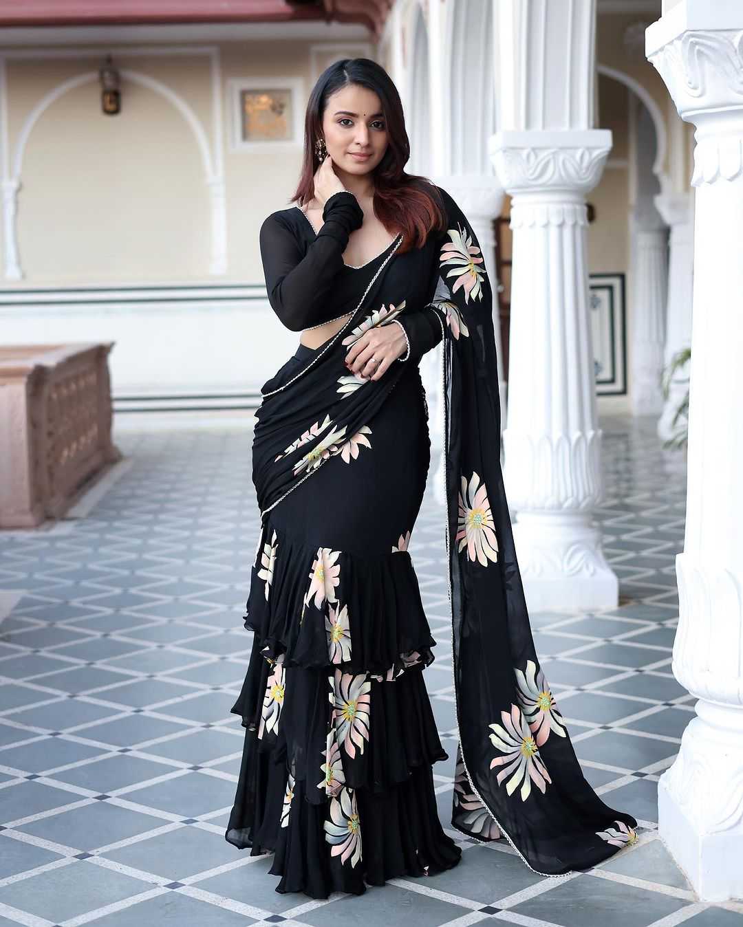 Faux Georgette Ready To Wear Saree 9145
