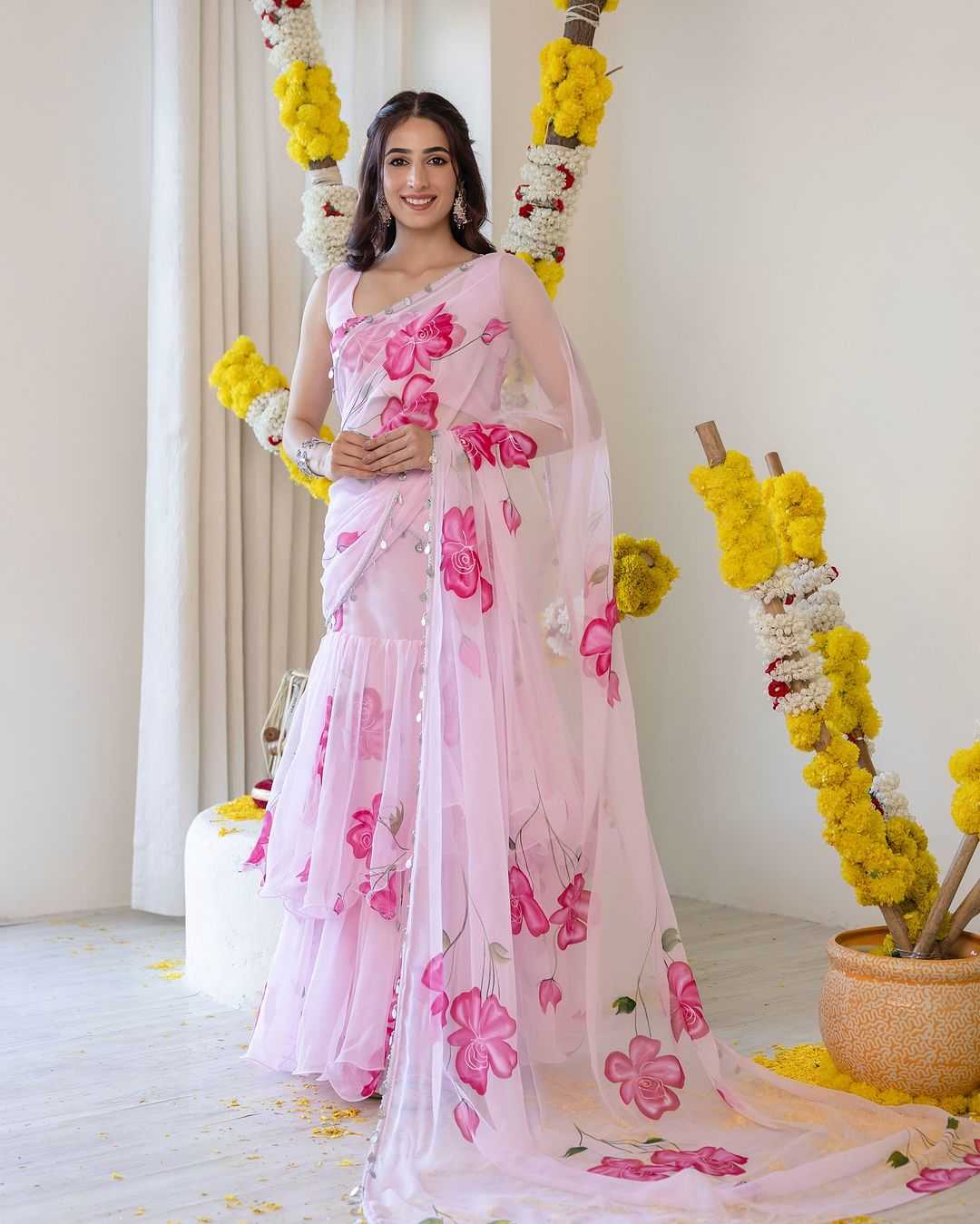 Faux Georgette Ready To Wear Saree 9238