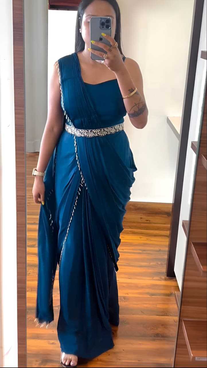 Chinon Silk Ready To Wear Saree in Morpich