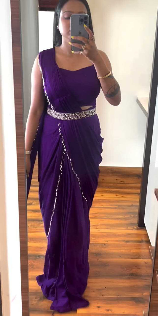 Chinon Silk Ready To Wear Saree in Morpich