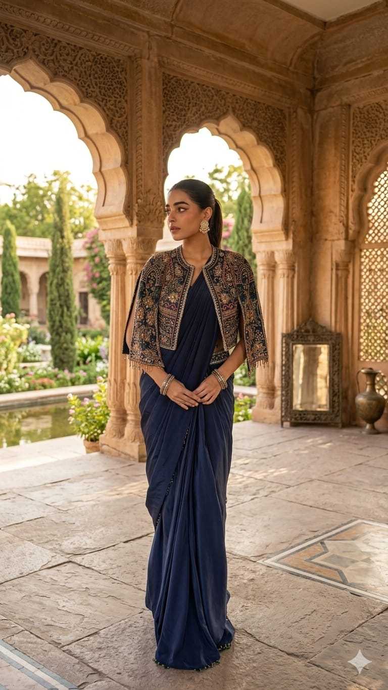 Chinon Silk Ready To Wear Saree 9323