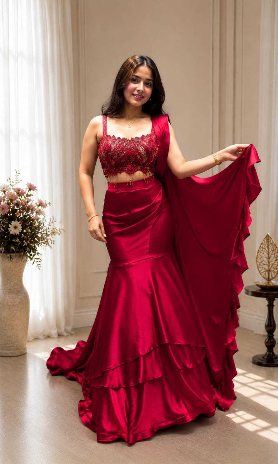 Crepe Silk Designer Saree 9340