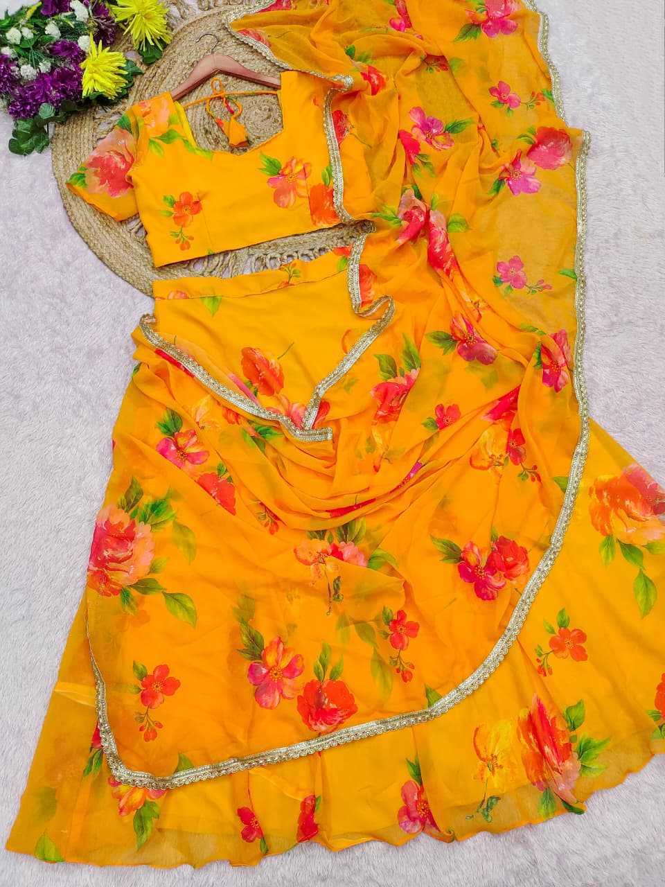 Georgette Fancy Lehenga in Yellow