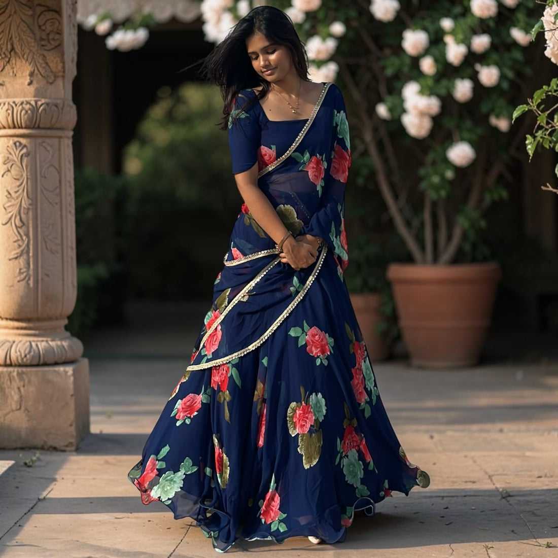 Georgette Fancy Lehenga in Yellow