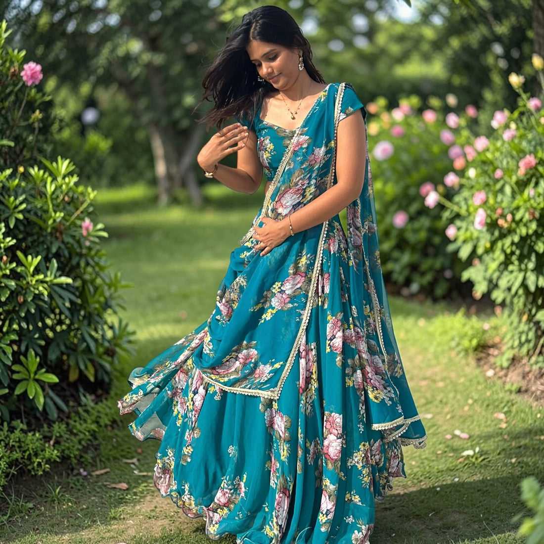 Georgette Fancy Lehenga in Yellow