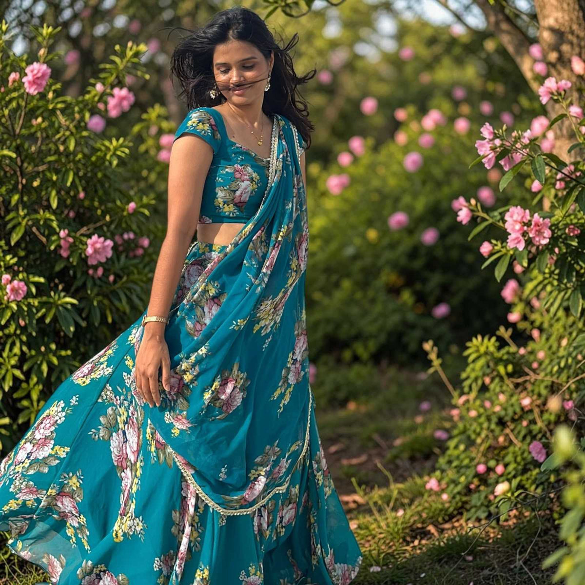 Georgette Fancy Lehenga in Yellow