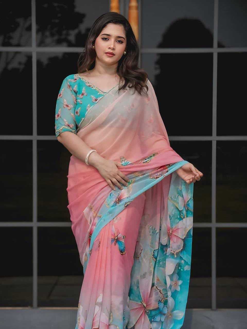 Georgette Printed Saree 4401