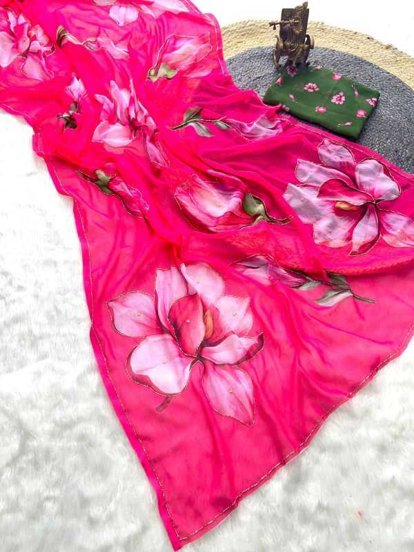 Georgette Designer Saree in Pink
