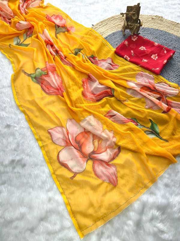 Georgette Designer Saree in Pink