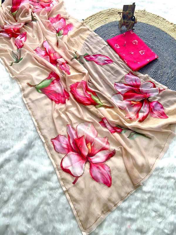 Georgette Designer Saree in Pink