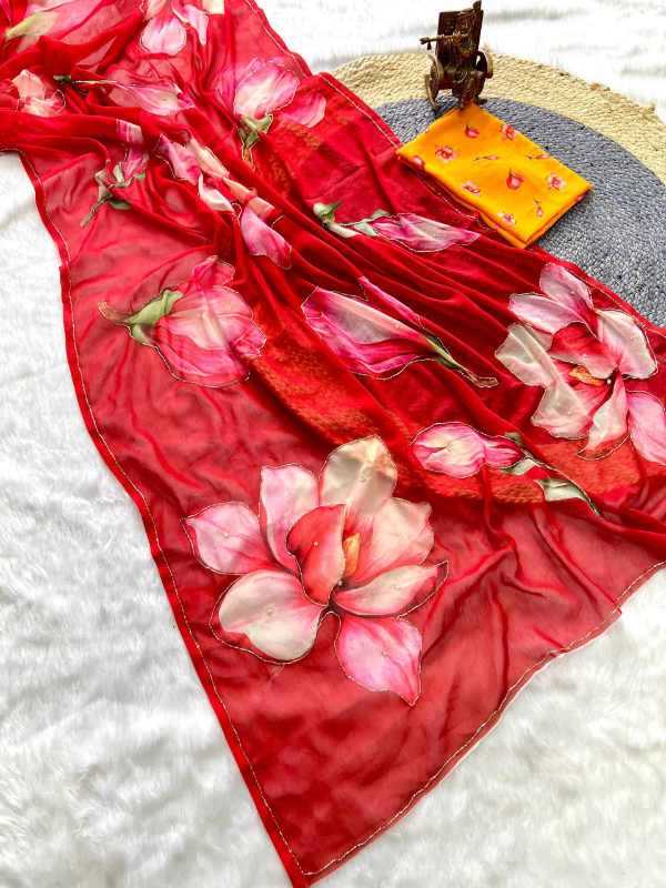 Georgette Designer Saree in Pink
