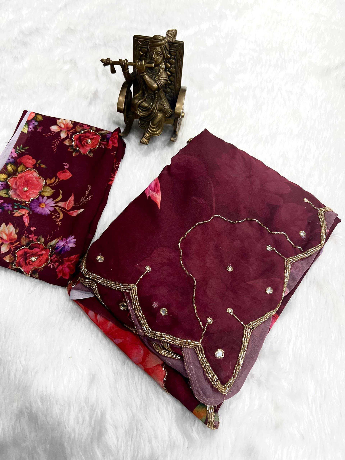 Georgette Designer Saree in Maroon