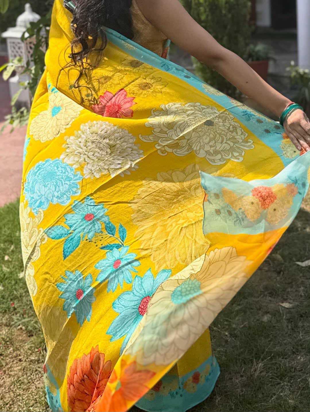 Silk Designer Saree in Yellow
